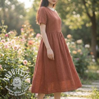 Tissu coton Lin chestnut