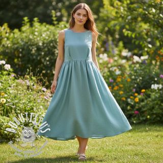 Tissu coton Lin old blue