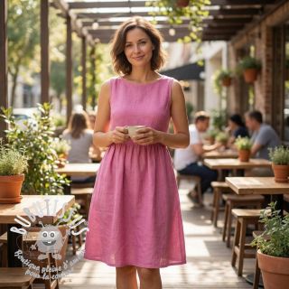 Tissu coton Lin dark pink