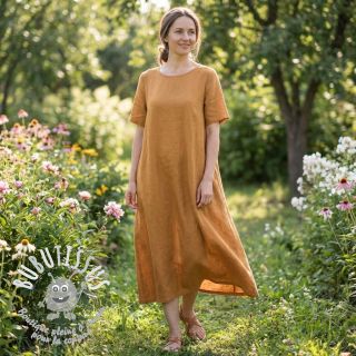 Tissu coton Lin cognac