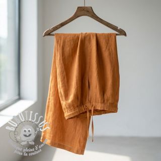 Tissu coton Lin cognac
