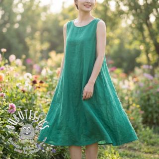 Tissu coton Lin apple green