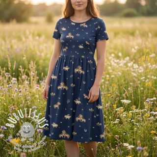 Tissu coton Ponny navy digital print