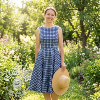 Tissu coton JEANS Circles dark blue