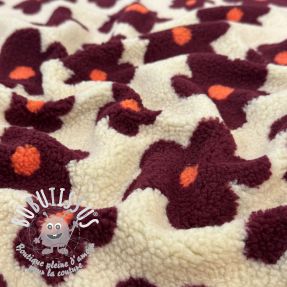 Tissu de manteau TEDDY JACQUARD Flowers beige