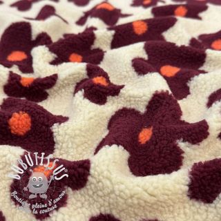 Tissu de manteau TEDDY JACQUARD Flowers beige