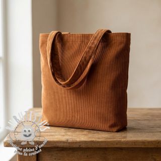 Tissu velours cotelé fin cognac