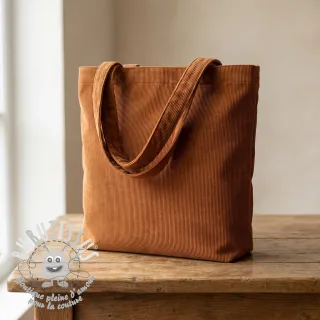 Tissu velours cotelé fin cognac