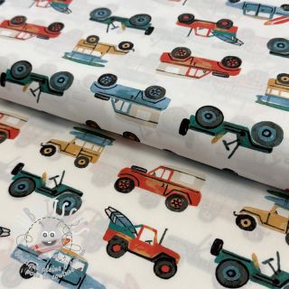 Tissu coton Cars white digital print