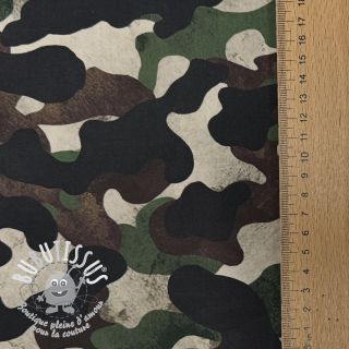 Tissu coton Camouflage green digital print