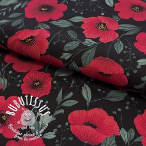 Tissu coton Poppy black digital print