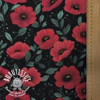 Tissu coton Poppy black digital print