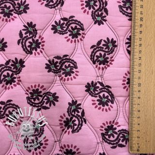 Tissu coton VOILE STEPPED Daria flower aubergine digital print