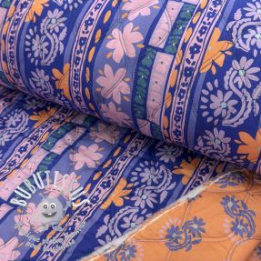 Tissu coton VOILE STEPPED Daria flower purple digital print