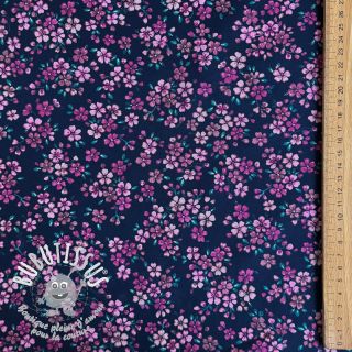 Tissu coton Simie flowers navy digital print
