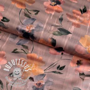 Tissu coton SATIN Penny flower peach digital print