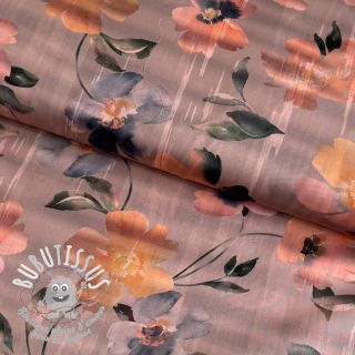 Tissu coton SATIN Penny flower peach digital print