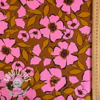 Tissu coton SATIN Flower Kala caramel