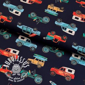 Tissu coton Cars navy digital print