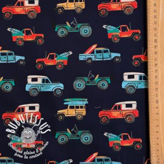 Tissu coton Cars navy digital print
