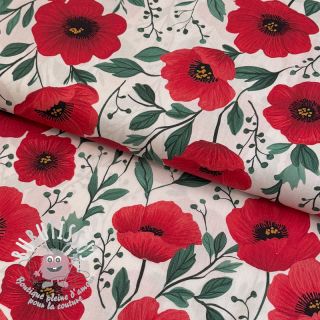 Tissu coton Poppy offwhite digital print
