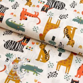 Tissu coton Safari time offwhite digital print
