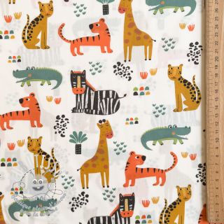 Tissu coton Safari time offwhite digital print