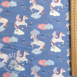 Tissu coton Unicorns love blue