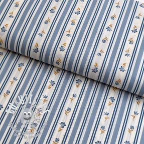 Tissu coton Fine flowers STRIPE blue
