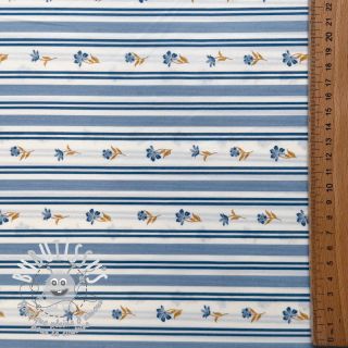 Tissu coton Fine flowers STRIPE blue
