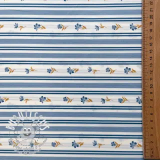 Tissu coton Fine flowers STRIPE blue