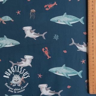 Tissu coton Sea life petrol digital print