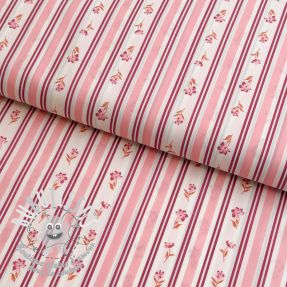 Tissu coton Fine flowers STRIPE pink