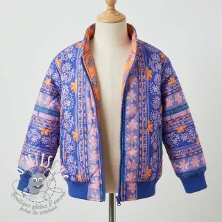 Tissu coton VOILE STEPPED Daria flower purple digital print