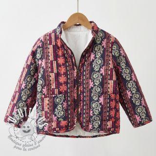 Tissu coton VOILE STEPPED Daria flower aubergine digital print