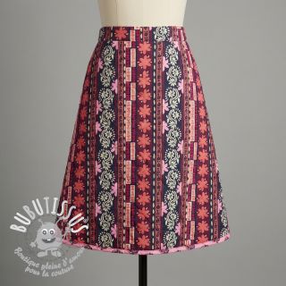 Tissu coton VOILE STEPPED Daria flower aubergine digital print