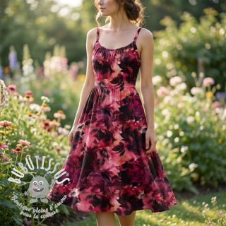 Tissu coton SATIN Zurie flower digital print