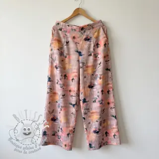 Tissu coton SATIN Penny flower peach digital print