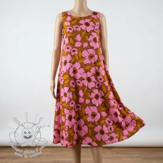 Tissu coton SATIN Flower Kala caramel