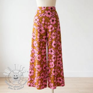 Tissu coton SATIN Flower Kala caramel