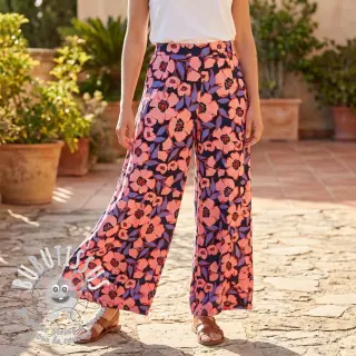Tissu coton SATIN Flower Kala navy