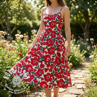 Tissu coton SATIN Flower Kala offwhite