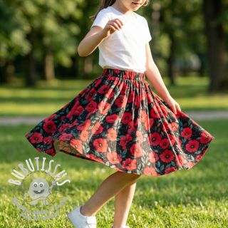 Tissu coton Poppy black digital print