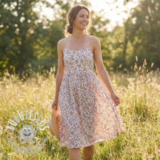 Tissu coton Simie flowers offwhite digital print