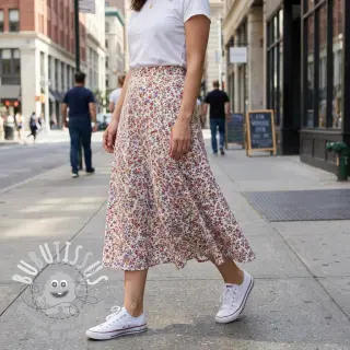 Tissu coton Simie flowers offwhite digital print