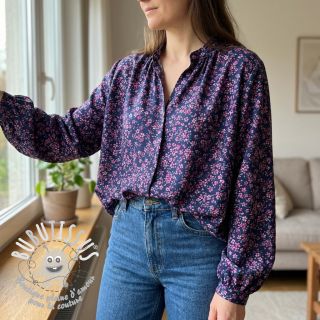 Tissu coton Simie flowers navy digital print