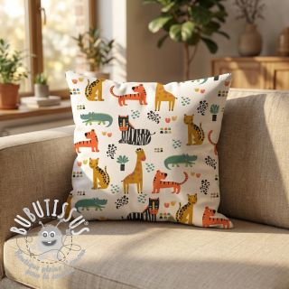 Tissu coton Safari time offwhite digital print