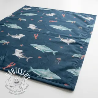 Tissu coton Sea life petrol digital print
