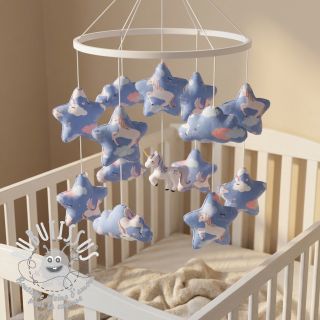 Tissu coton Unicorns love blue