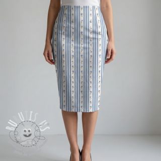 Tissu coton Fine flowers STRIPE blue